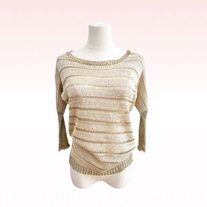 Vintage ICU Metallic Gold Knit Midsleeve Top (Sz S)